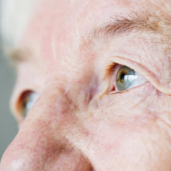 Profile of an elderly person's eyes