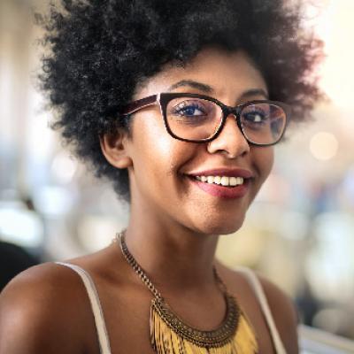 African American woman wearing glasses