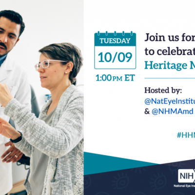 Join us for a Twitter Chat to celebrate Hispanic Heritage Month! Hosted by: @NatEyeInstitute, @SaludAmerica, and @NHMAmd