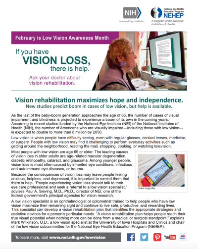 Vision Rehabilitation Maximizes Hope and Independence