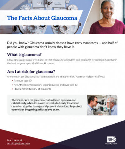 Handout on glaucoma and risk factors
