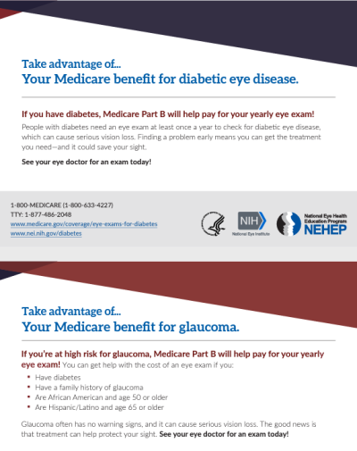 Medicare Benefits Card: Glaucoma and Diabetic Eye Disease