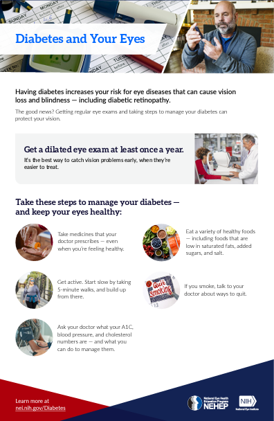Handout on managing diabetes and eye health
