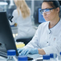 Scientist on her computer