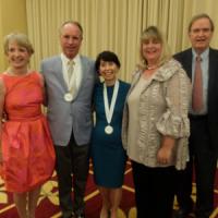 From left to right: Drs. Miriam and Frederick Ferris, Dr. Emily Chew, Keller Johnson-Thompson, who is the great-grandniece of Helen Keller, and Dr. Robert Murphy, who is Dr. Chew's husband.